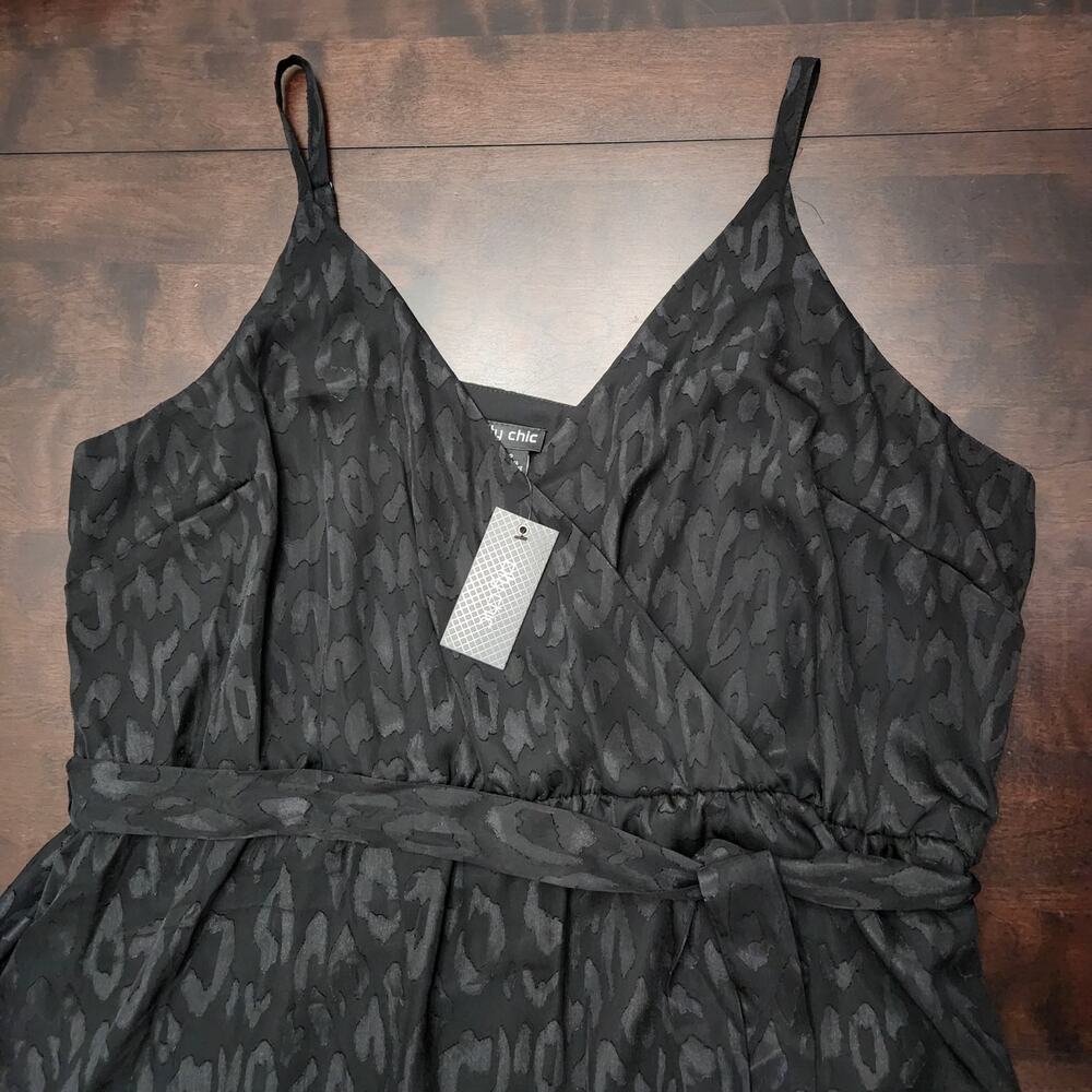 NWT City Chic Maxi Trixie Black Leopard Print Faux Wrap Dress Size XL - Picture 4 of 9